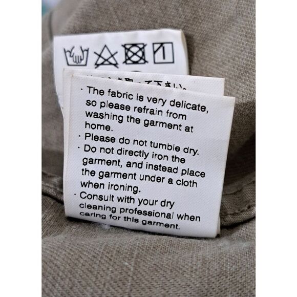 Sage De Cret Womens XL Cotton Linen Tan Paper Bag Waist Pant Made In Japan - Picture 8 of 9